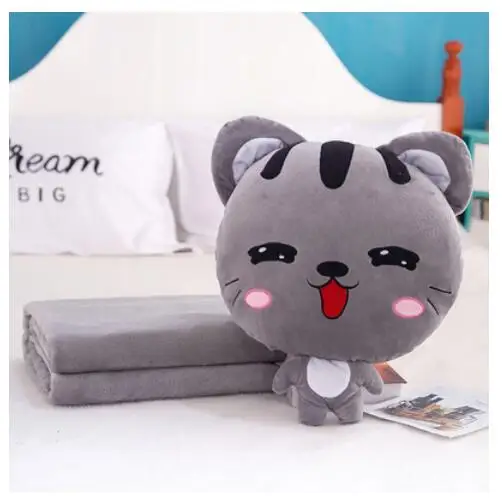 gray closed eyes Игрушек! Милые плюшевые игрушки с мультяшным забавным выражением кошки цвета котенка мягкая подушка теплое одеяло подарок на день рождения и Рождество - Цвет: gray closed eyes