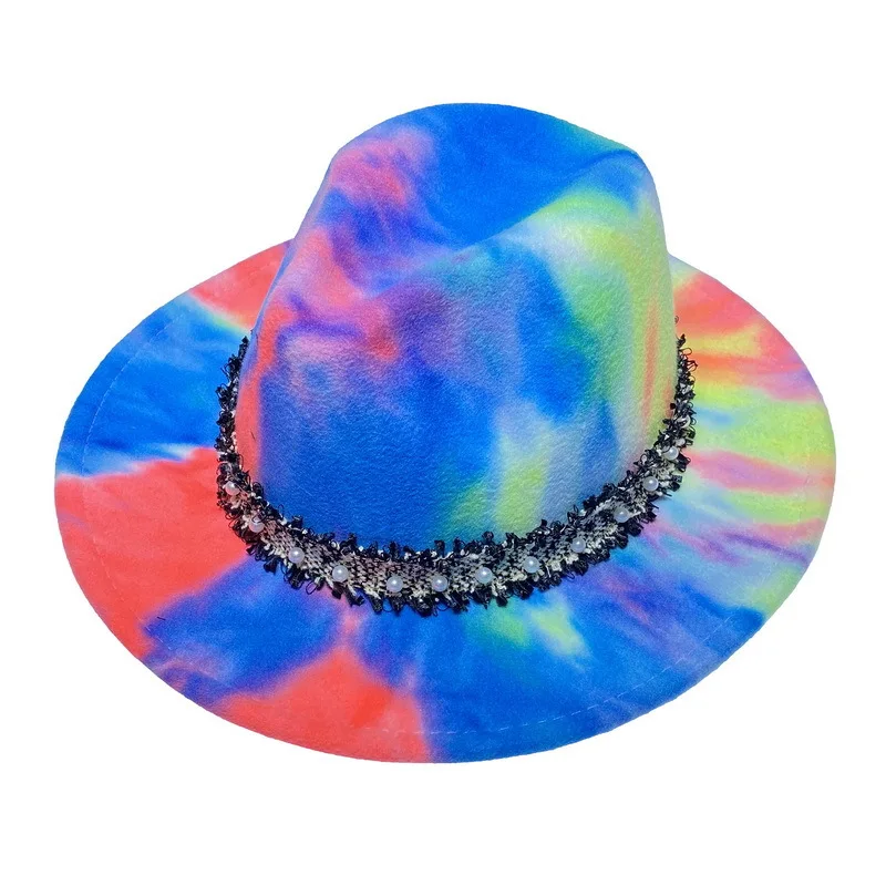 Fedora hat tie-dye rainbow color unisex 