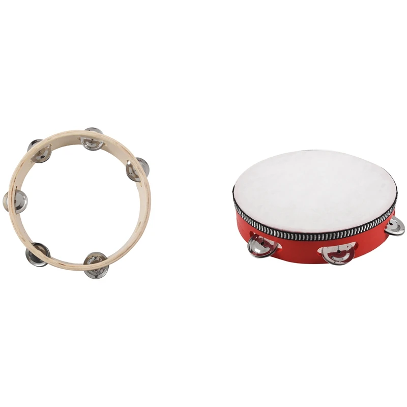 2PCS 8 Inch Musical Tambourine Tambourine Drum Round Percussion Gift