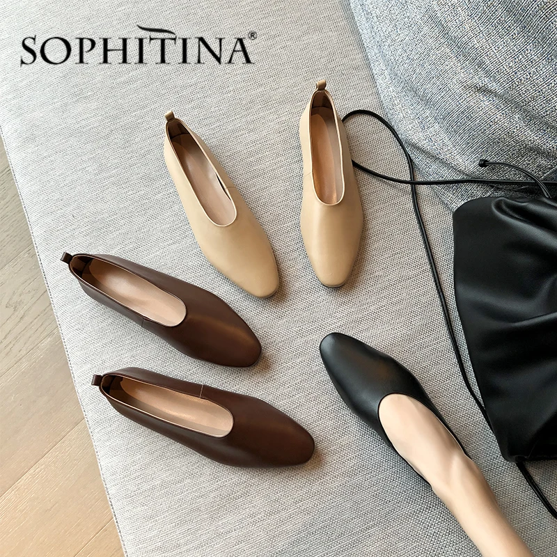 SOPHITINA/мягкая женская обувь на плоской подошве из высококачественной натуральной кожи; удобная обувь ручной работы на квадратном каблуке; Новая женская обувь на плоской подошве; PO335