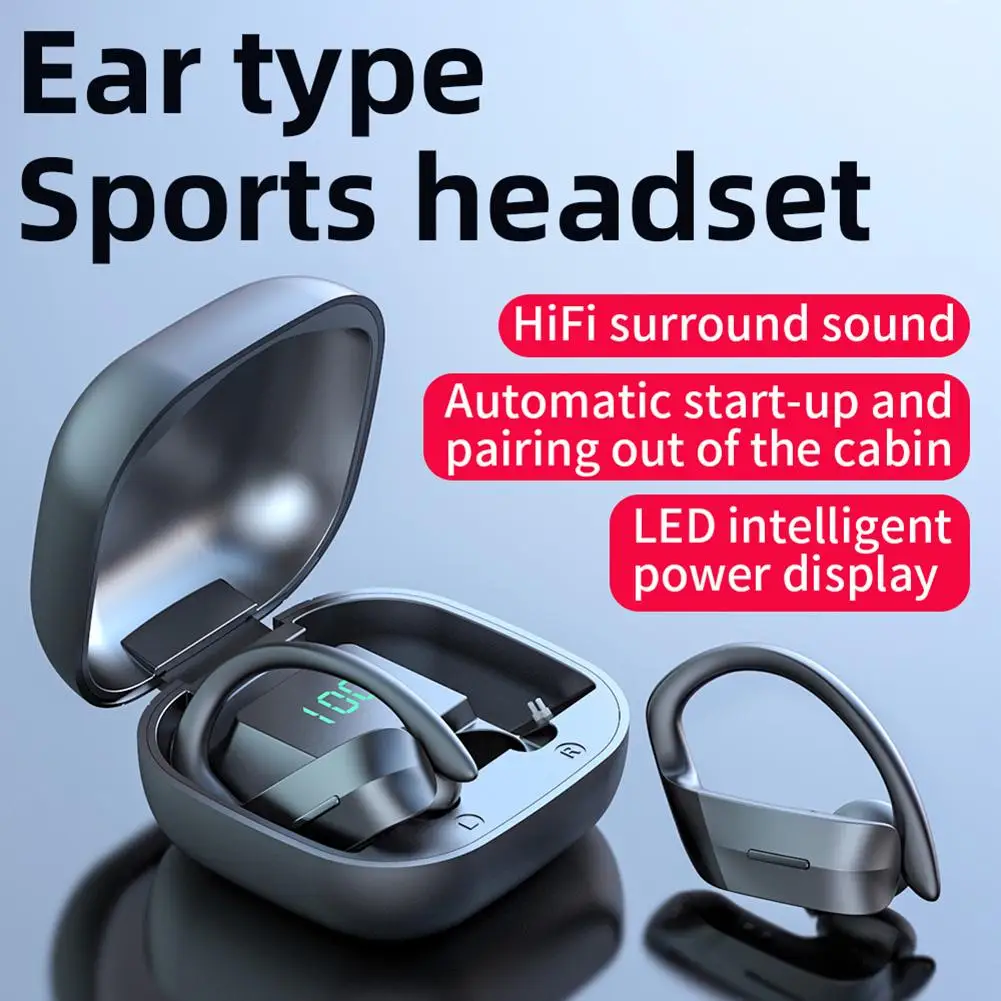 

TWS Bluetooth Wireless in-Ear Headset with Non-Slip Earhook LED Power Display