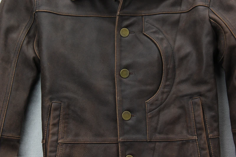 Новая. Брендовая одежда мужская повседневная винтажная кожаная куртка, Мужская куртка из натуральной кожи