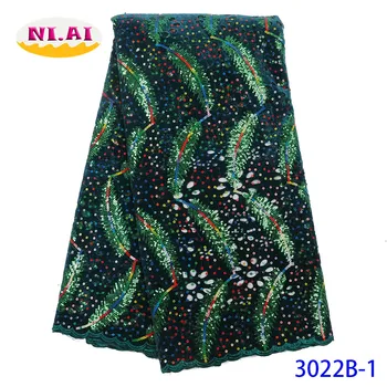 

Multi Color Sequins Embroidered Ribbon Latest Nigerian Lace Fabric 2019 High Quality African Organza Fabrics For Dress NA3022B-1