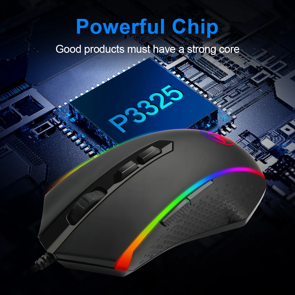 Продажа Redragon CHROMA M710 USB проводная компьютерная мышь проводная 10000 dpi 8 кнопок 7 цветов программируемая эргономичная для PC Gamer