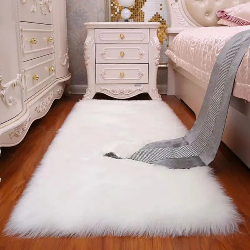 Нескользящий коврик для дивана из искусственной шерсти и кожи, коврик для пола для гостиной, шерстяная подушка, коврик для эркера, длинное одеяло для спальни