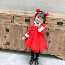 Новогоднее детское платье для девочек Детские платья принцессы с длинными рукавами в китайском стиле для девочек roupas de crianca meninas