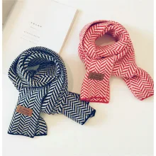 Корейские вязаные шерстяные Лоскутные мягкие теплые осенне-зимние плотные детские шали для мальчиков и девочек с геометрическим рисунком, шарфы, аксессуары-LHC