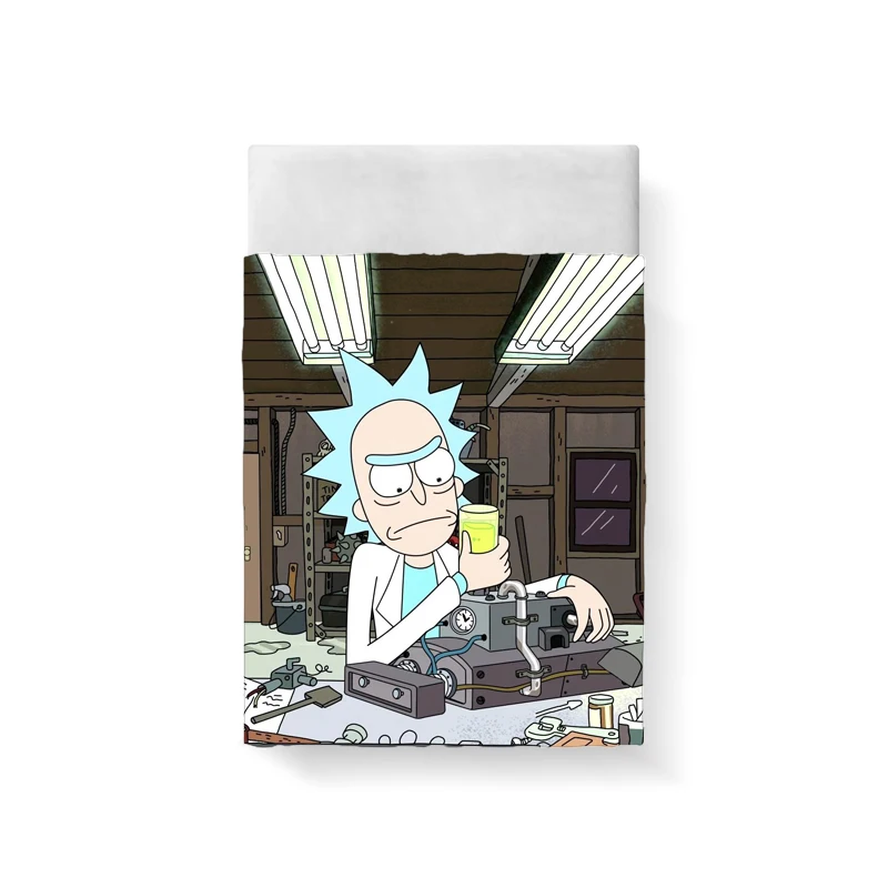 Rick And Morty Bed Sheet Bed Linen Poplin Cotton Posciel Coarse Calico Couple Single Euro Kids Twin Bedding Ropa De Cama Queen - Цвет: BS06-S