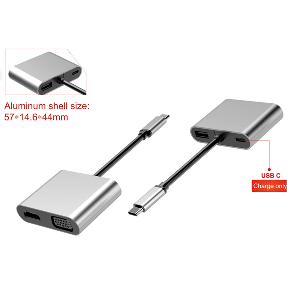4 в 1 USB C type C к HDMI 4K VGA USB 3,0 Аудио Видео адаптер конвертер USB3.0 аудио адаптер видео адаптер