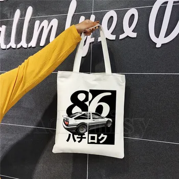 

Drift Japanese Anime AE86 Initial D Print Reusable Shopping Bag Women Canvas Tote Bags Printing Eco Bag Shopper Shoulder Bags