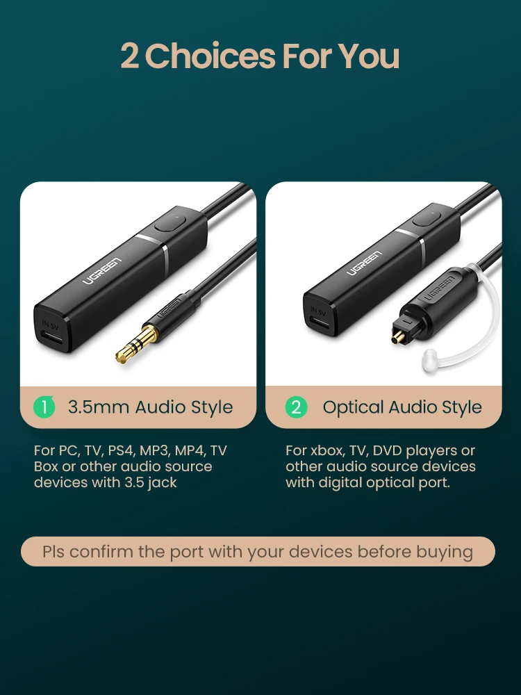 Bluetooth трансмиттер Ugreen 5.0 наушники для ТВ ПК PS4 aptX LL 3 5 мм AUX SPDIF оптический и аудио