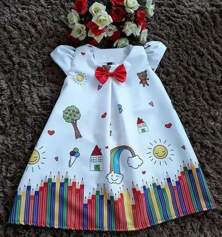 

Toddler Kids Baby Girl Floral Lace Tutu Dress Party Pageant Ball Princess Dress print fly sleeve bow kids girl clothes 6M-5T