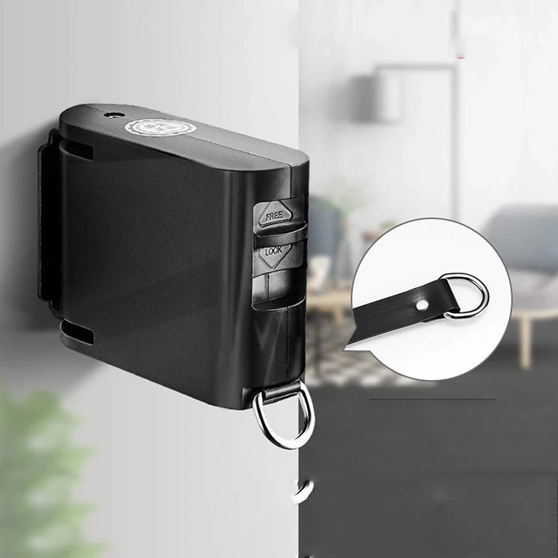 

Portable Retractable Clothesline Indoor Outdoor Laundry Hanger Clothes Dryer Organiser Clothes Drying Rack Rope Black