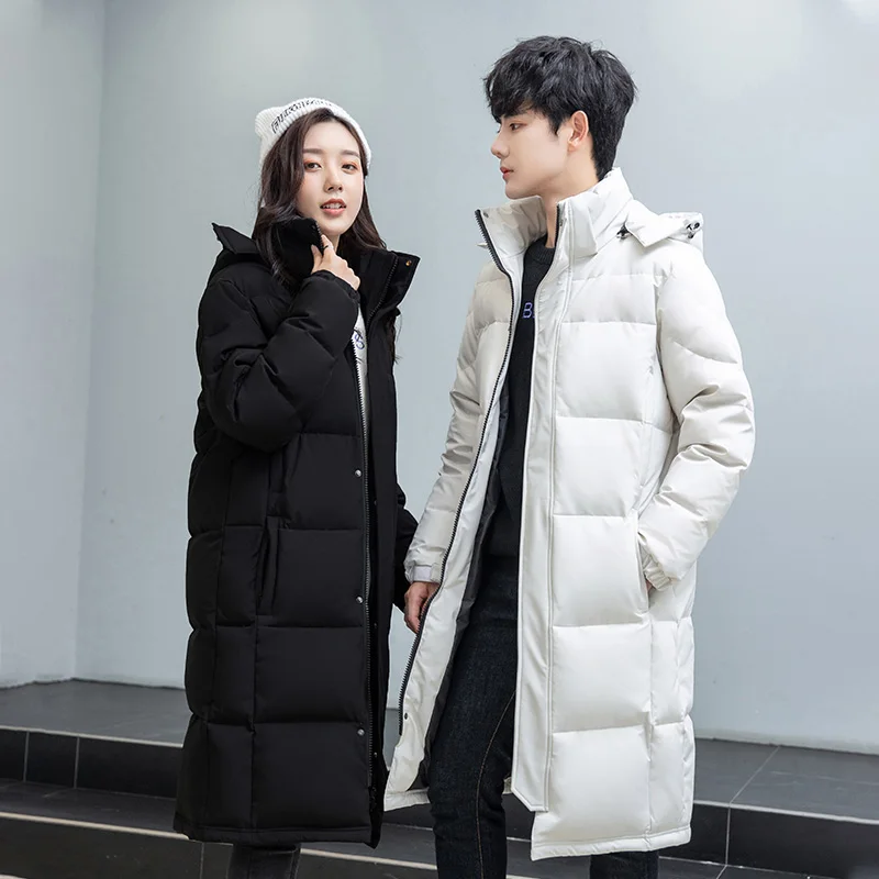 Fashion Winter Down Jacket Men 2023  Warm Thicken Black Coat Male Hooded Couples Long Parkas Loose Black Duck Down Coats