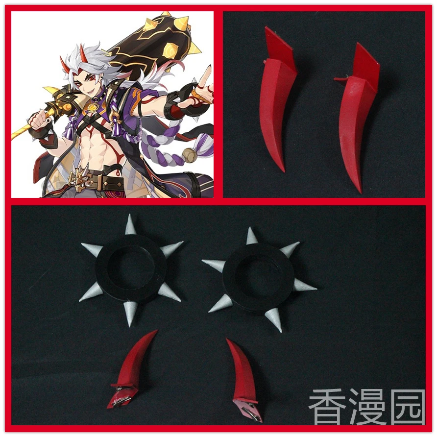 

Game Genshin Impact Arataki Itto Headwear Bracelet Halloween Carnival Fancy Party Cosplay Props Birthday Gifts