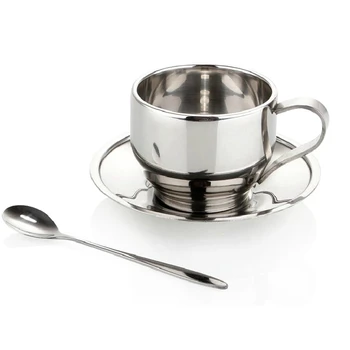 

Stainless Steel Coffee Cups Set / Coffee Set / Tea Cups Set / Tea Set, Coffee Cups with Saucer, double-deck