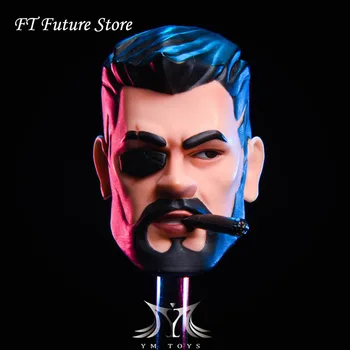 

1/6 Scale Cartoon Anime Head Sculpture Thor version Q Cartoon Head Carved with Cigar Eye Mask For 12 inch Muscle Action Figure