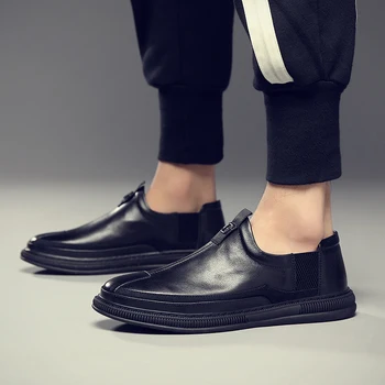 

Hot Sale Casual Shoes Men Anti Slip Leather Shoes Men Comfortable Luxury Brand Men Shoes Good Quality Slip On Flats Footwear