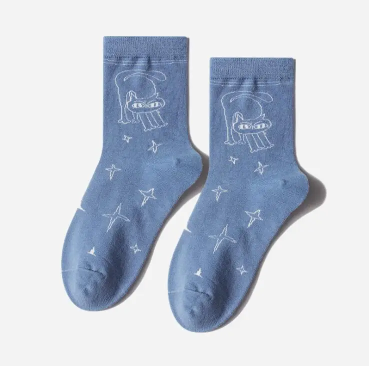 Харадзюку Смешные Женские носки с героями мультфильмов Sad Foot Узорные Носки Унисекс