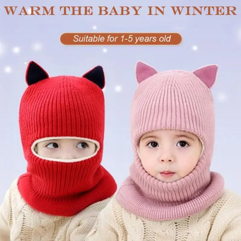 Baby Hat Scarf Knitted Plush Winter Warm Suit Boys And Girls Winter Child Hat Scarf