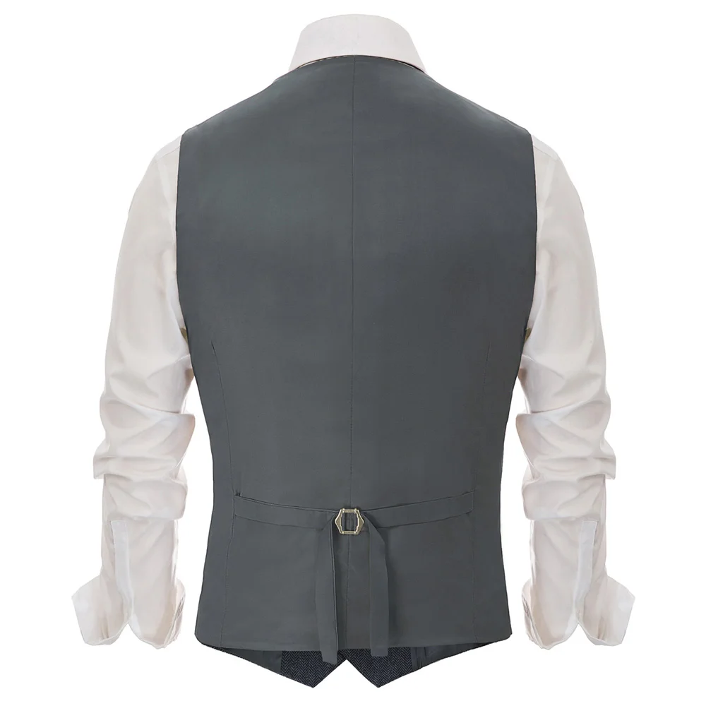  Handkerchief Waistcoat Plaid Vest Coat men office business work party evening fit slim short V-Neck