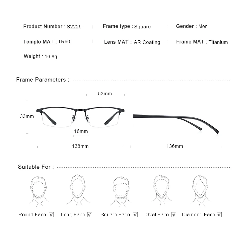 MERRYS Men Optical Frames Eyeglasses Frames Rack Commercial Glasses Fashion Eyeglasses Frame Myopia Titanium Frame TR90 Legs Eyeglasses Frames Eyeglass Frames Myopia Glasses Optical Glasses
