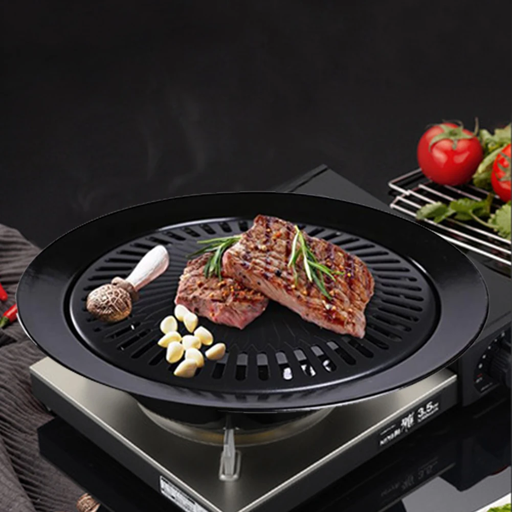 Korean Style Non-stick Smokeless Indoor Barbecue Pan Grill Stovetop Plate 