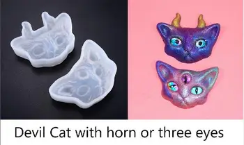 

Devil Cat with Horn or three Eye Silicone Mold for Epoxy Resin Jewelry Mould Making Craft Moulds jewelry Tools