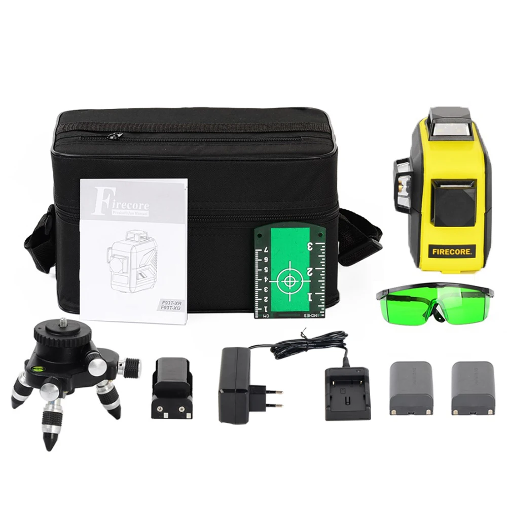 Cena FIRECORE 2 bateria litowa 12 linii 3D F93T XR F93T XG walizka czerwony zielony laser poziom + ładowarka
