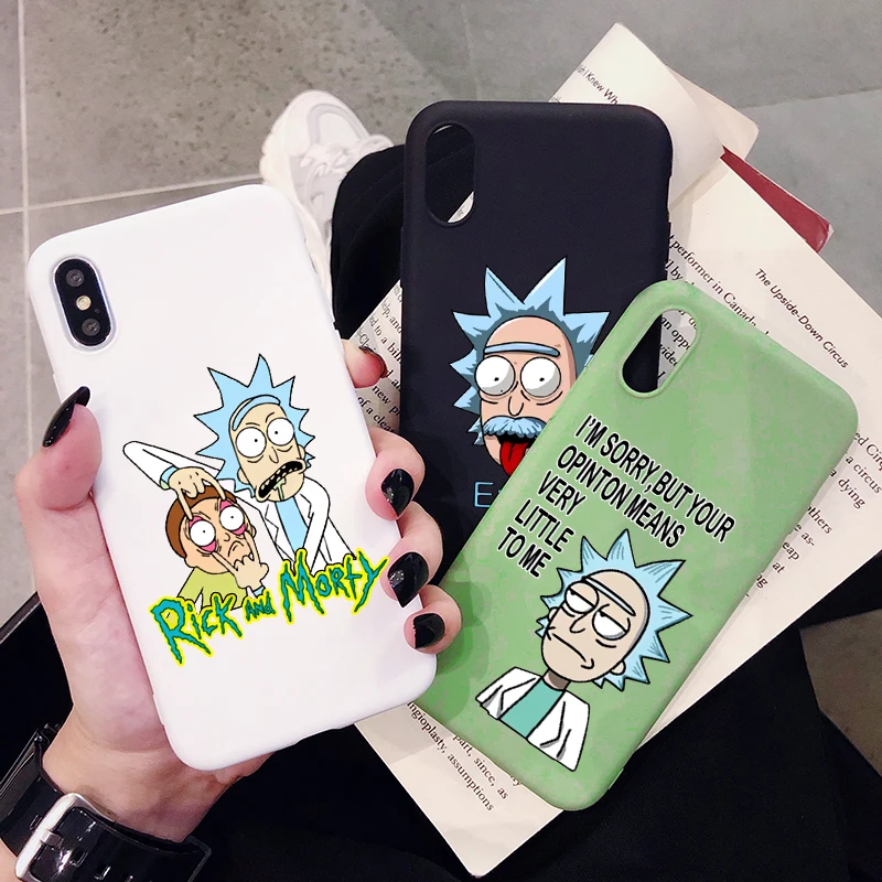 Мультяшный чехол для телефона Rick and marty iPhone 11 Pro XR X Xs Max 8 7 6 Plus 6S 5S SE матовый