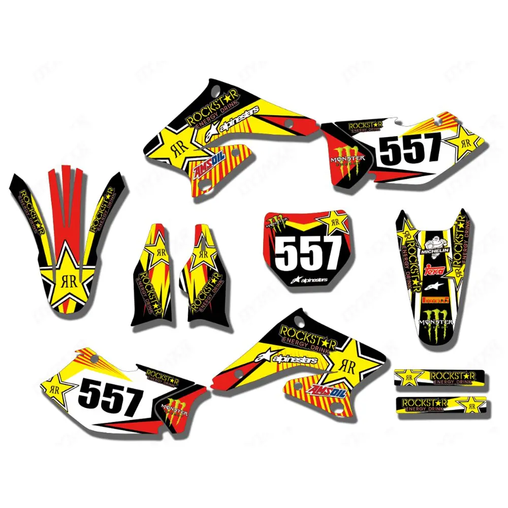 

New Full Graphics Decals Stickers Custom Number Name Glossy Bright Stickers Waterproof for Suzuki RMZ250 2004-2005