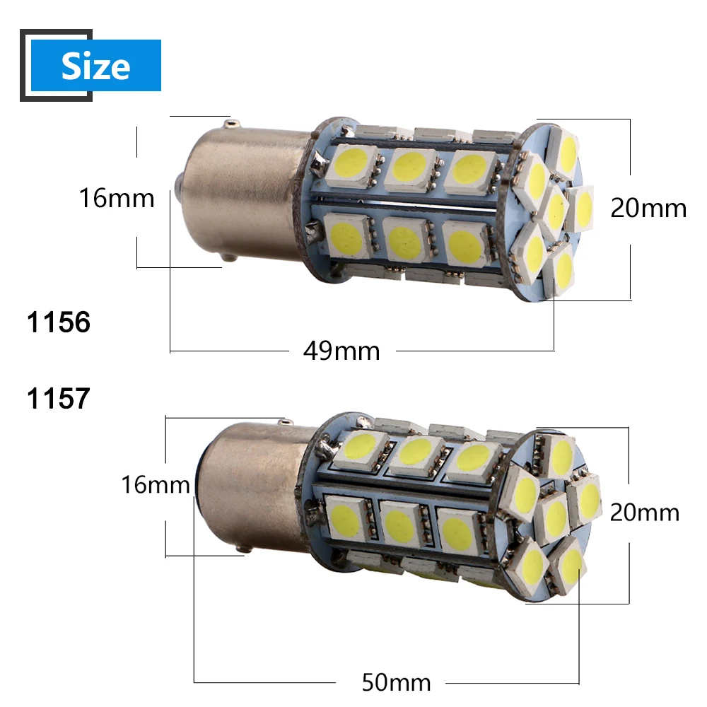 200X24 V белые 5050 24 SMD светодиодные лампы 1156 BA15S P21W 1157 P21/5 W BAY15D BA15D автомобильный внедорожник резервный сигнал поворота тормозной светильник