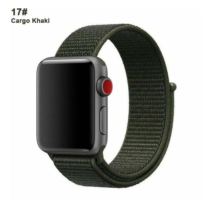Нейлоновый ремешок для Apple Watch Series 4 5 3 2 1 мягкая дышащая Спортивная петля для iWatch 42 мм 44 мм 38 мм 40 мм браслет для часов - Цвет ремешка: 17