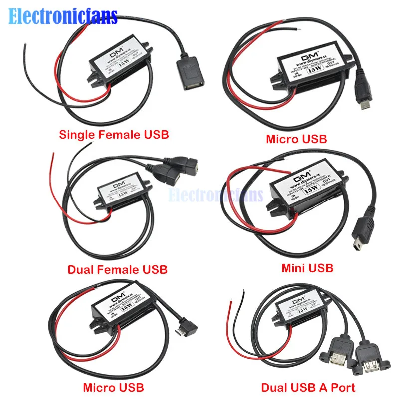 DC-DC 12 В в 5 понижающий модуль понижающего преобразователя USB-конвертер Mini USB