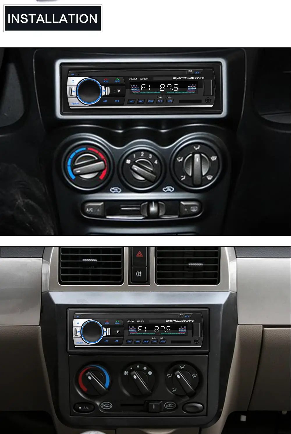 Новинка Bluetooth Авто Радио стерео радио FM Aux вход приемник SD USB JSD-520 12V In-dash 1 din автомобильный MP3 мультимедийный плеер
