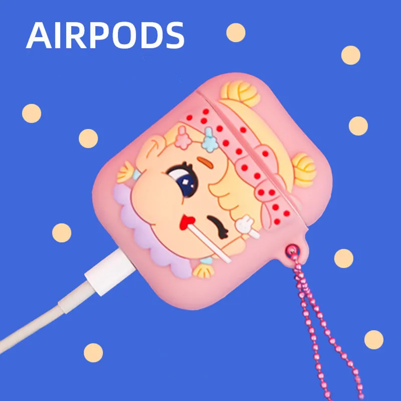 

Cartoon Soft Silicone Case For Apple Airpods Protective Cover Wireless Earphone Case Cute Girl Headphone Protector Case