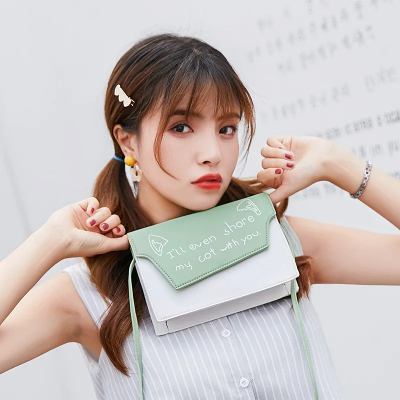 

Autumn New Contrast Color Diagonal Mobile Phone Bag Letter Silk Screen Small Square Bag Purse Luxury Bag Womens Handbags