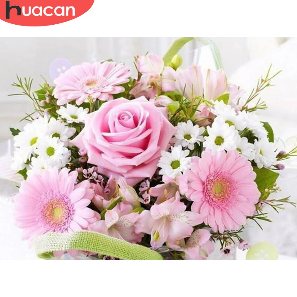 

HUACAN Diamond Painting Flowers Diamond Embroidery Rose DIY Cross Stitch Home Decor Picture Of Rhinestone Full Square Drill