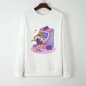 

Sportswear Hoodies Sailor Moon Oversize Round Collar Autumn Winter Full Sleeve Tracksuit Sweatshirt Tracksuit толстовка Coat