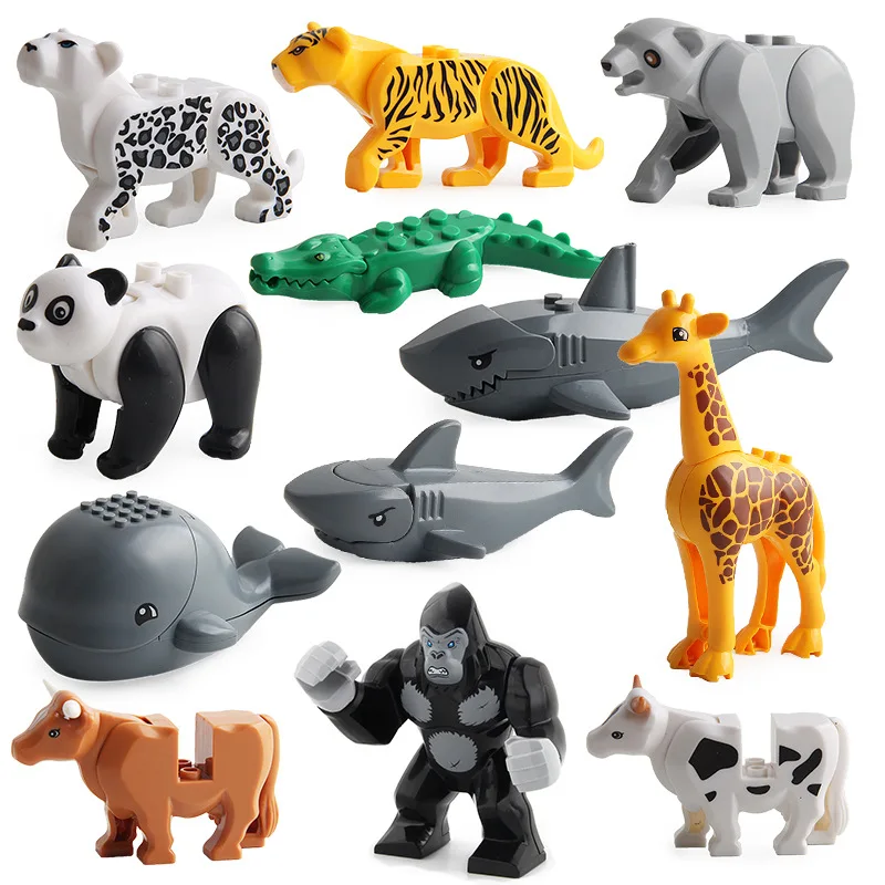 

legoing duploed Animals Series big building blocks Gorilla Tiger Leopard Model Figures playmobil Educational Toys For Childrens