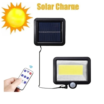 

100 LED solar light Powered Panel PIR Motion Sensor Wall lamp Yard Fence Outdoor Path Street Garden lighting seperable 5M cable