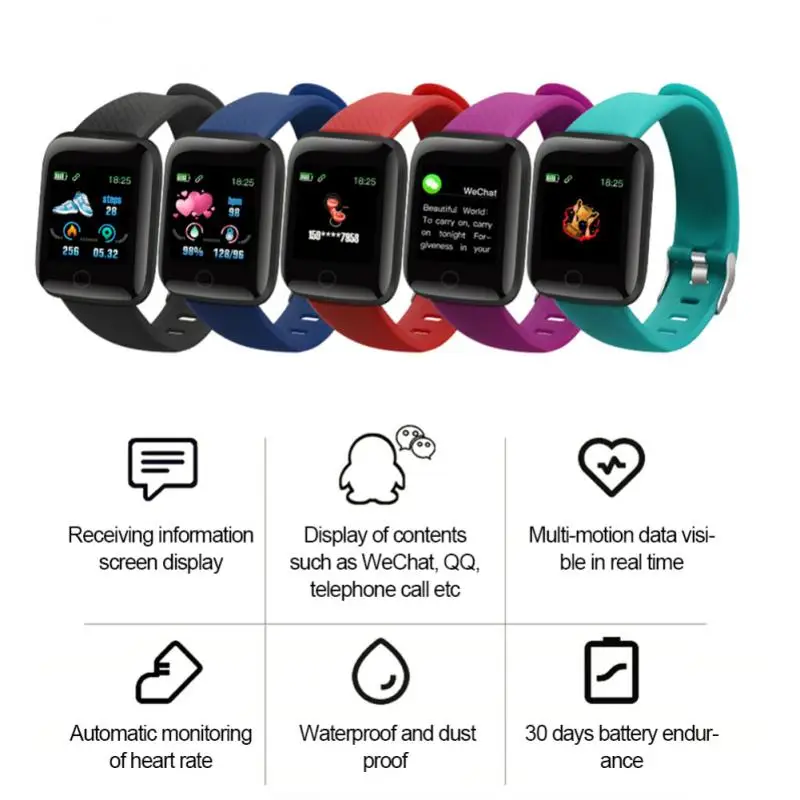 116 Plus Smart Watch Sport Watches Health Smart Wristband Heart Rate Fitness Track Pedometer Bracelet IP67 Waterproof Men Watch