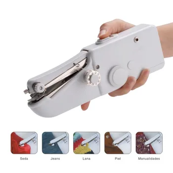 

Mini Portable Hand Sewing Machine Quick Handy Stitch Sew Needlework Cordless Clothes Fabrics Household Manual Sewing Machine