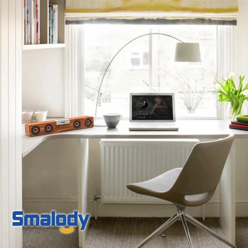Smalody Sl-90H деревянный Bt 5,0 динамик Саундбар 5 Вт x 4 громкий динамик с поддержкой Tf карты расширения Fm режим