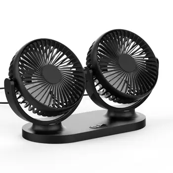 

5V USB Fan 360° Rotatable Dual Head 3 Speeds Adjustable Dashboard Auto Car Fan