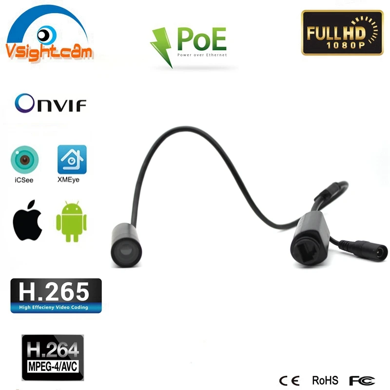 Мини IP камера видеонаблюдения H.265 1080P POE Onvif P2P XMEye iCSee|Камеры видеонаблюдения| |