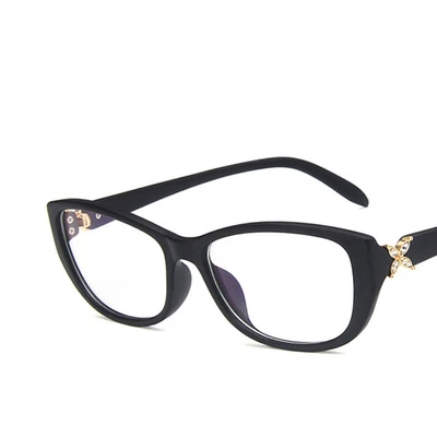 Bright black Модные женские блестящие стразы кошачий глаз прозрачные оправы для очков для женщин брендовые дизайнерские очки Оптические очки со стразами - Цвет оправы: Bright black