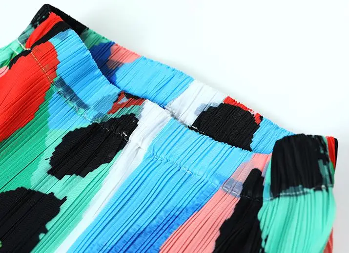 Miyake юбка костюм женский темперамент мода лето Miyake складки Свободная рубашка+ юбка костюм из двух предметов юбка