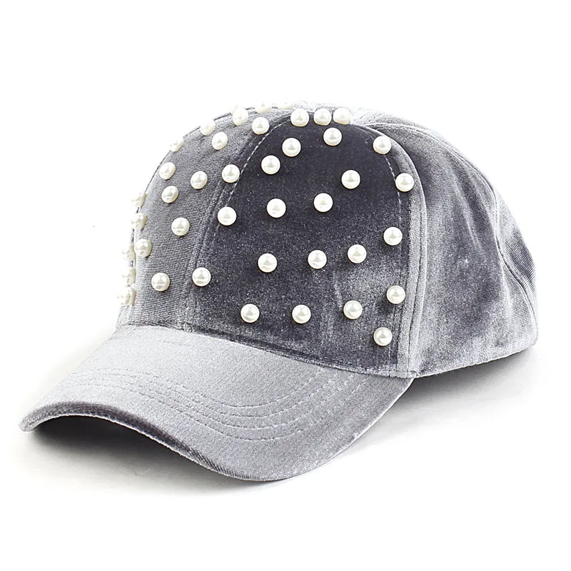 Geebro, бейсболка s, замшевая шапка для женщин, повседневная шапка для путешествий, Спортивная Кепка, кепка для папы, зимняя уличная шапка с жемчугом - Цвет: white gray
