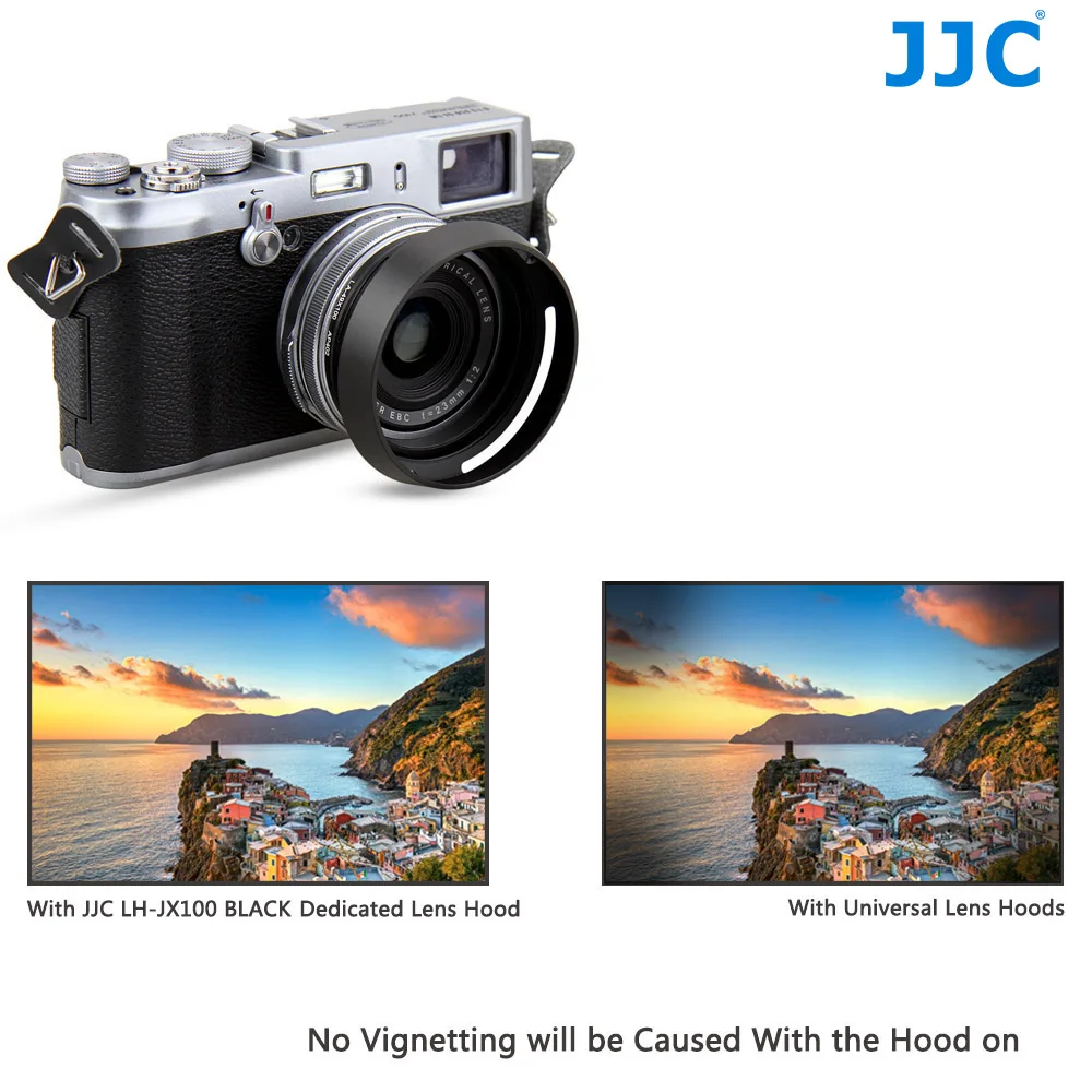 JJC Metal Lens Hood Sun Shade with 49mm Filter Adapter Ring for